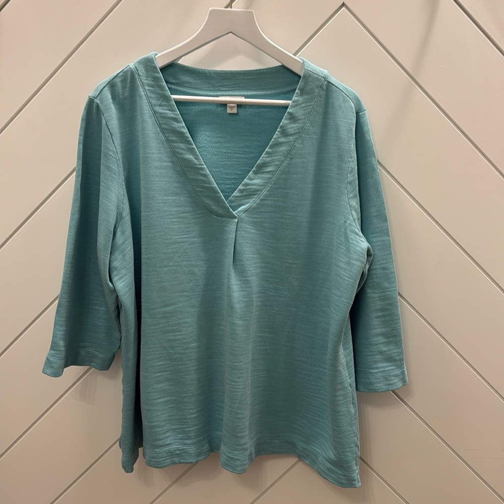 J Jill Teal 3/4 sleeve Sweatshirt